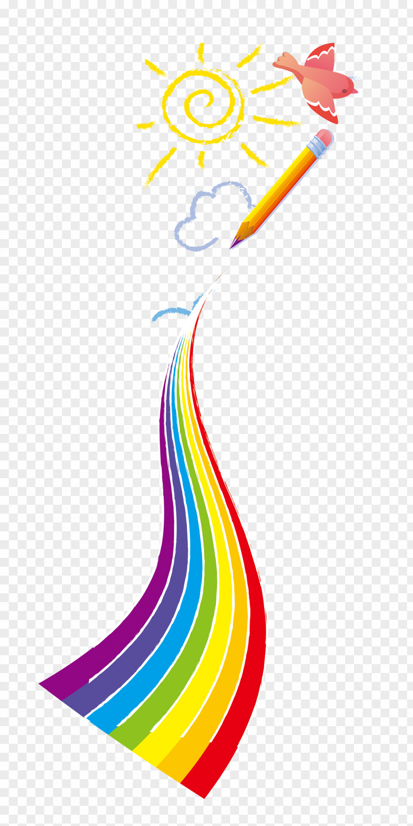 Rainbow Brush Under Bird Paintbrush Download PNG