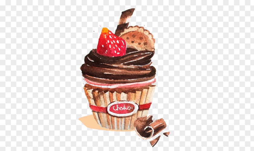 Vintage Chocolate Cupcake Cake Birthday Candy PNG