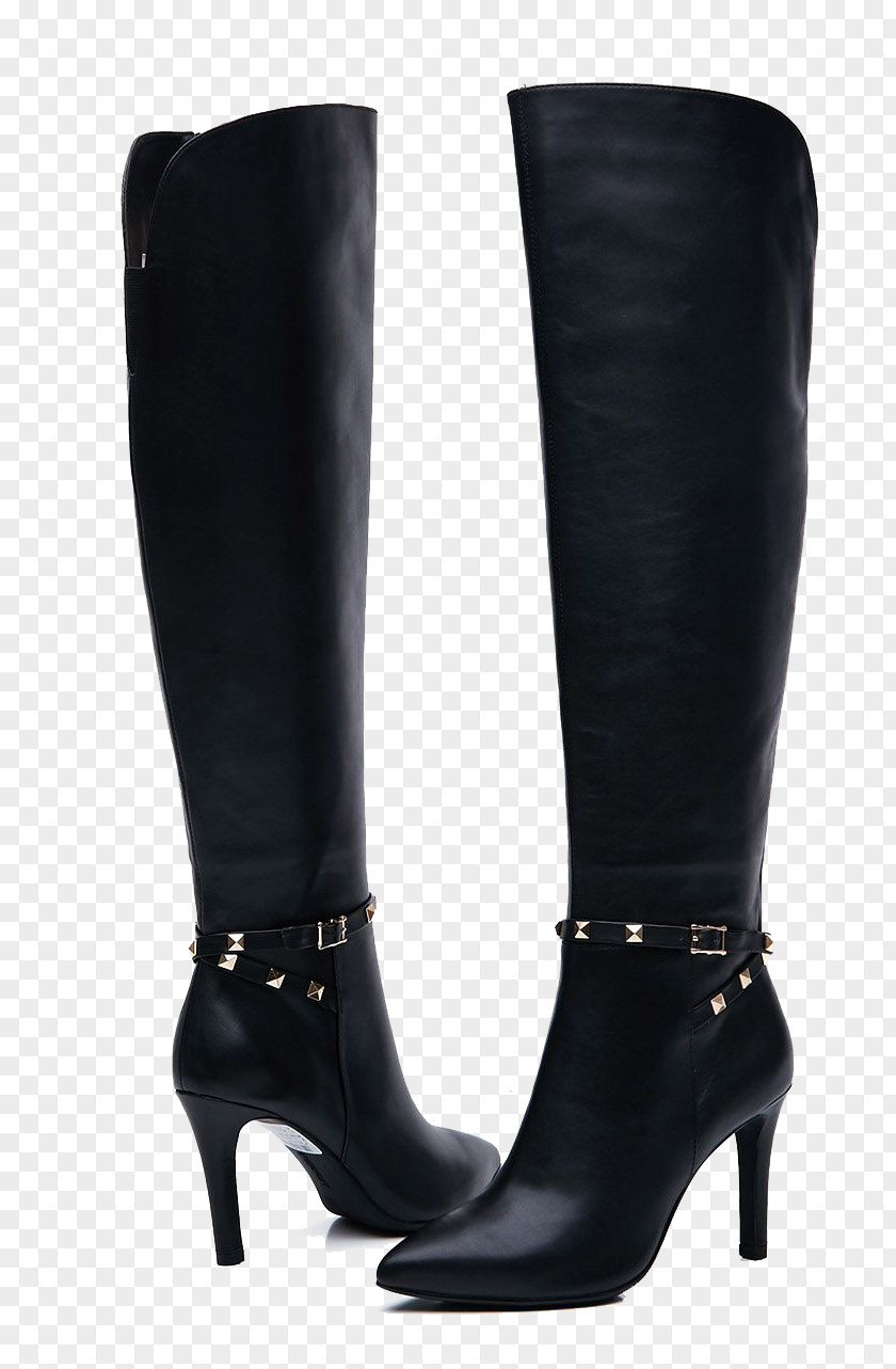 Black Leather Boots Motorcycle Boot Riding Knee-high Ugg PNG
