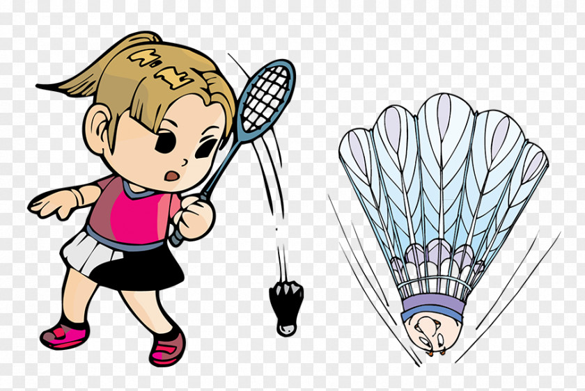 Cartoon Badminton Player Shuttlecock Clip Art PNG