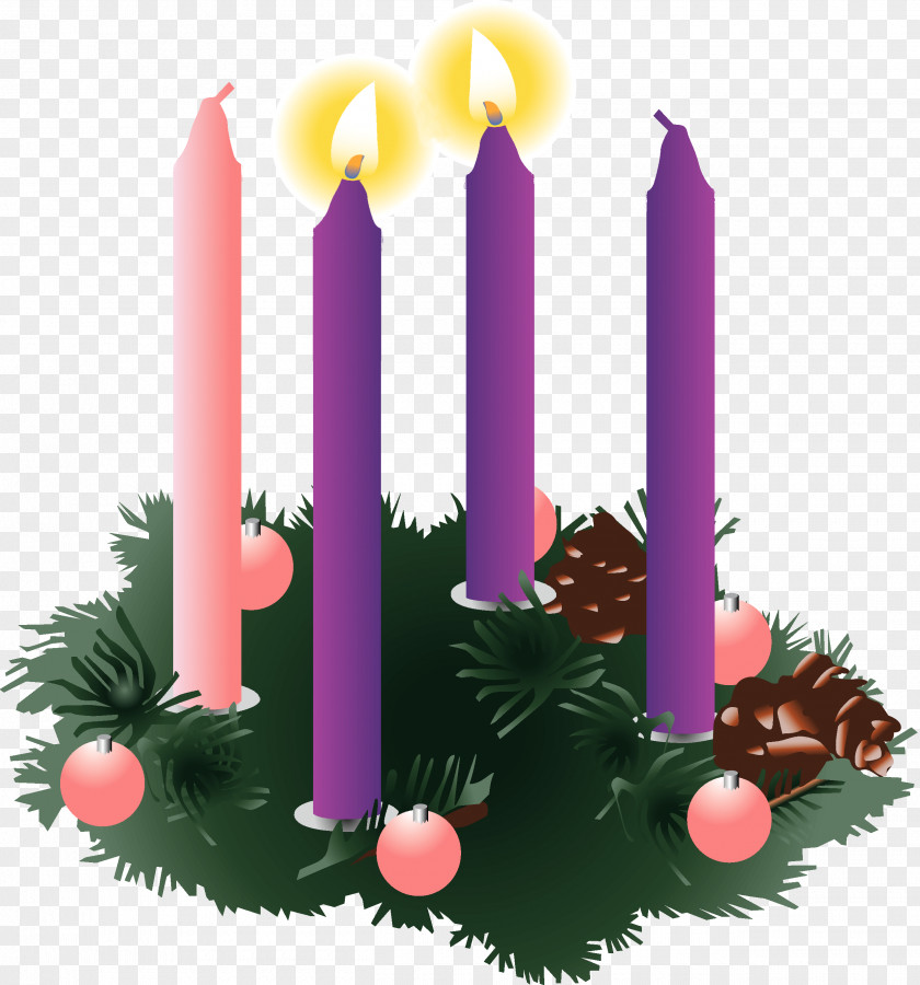 Christmas Gaudete Sunday Advent Wreath Candle PNG