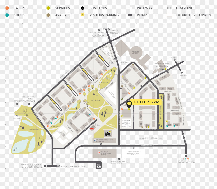 Map Westfield Stratford City East Village London PNG