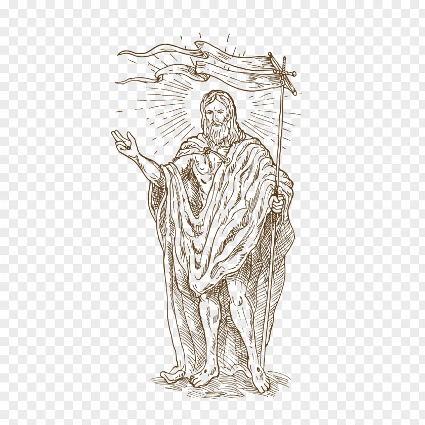 Vector Jesus Resurrect Line Character. Resurrection Of Royalty-free Illustration PNG