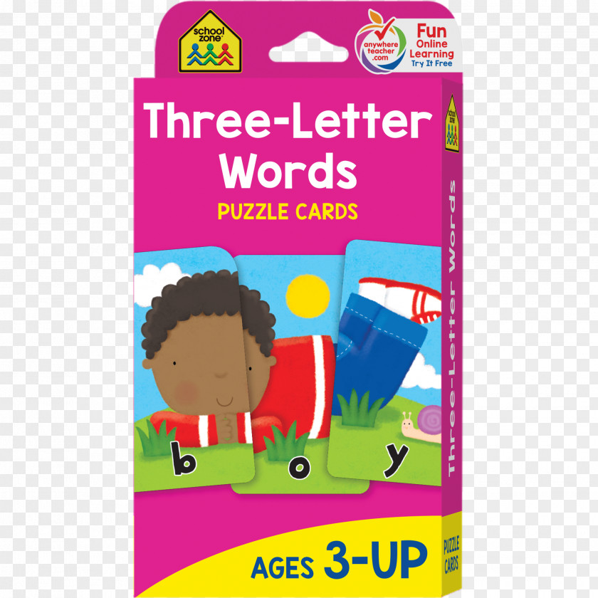 Word Three-Letter Words: Puzzle Card I Can Spell Words With Three Letters Flashcard School Zone Publishing Company PNG