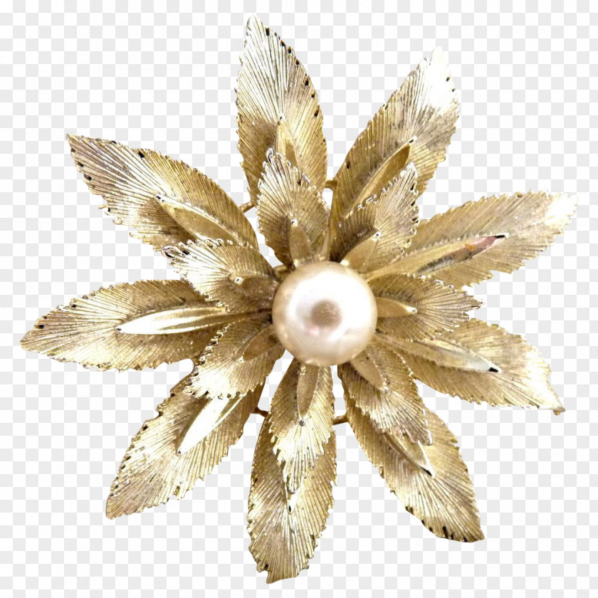 Textured Metal Brooch Flower PNG