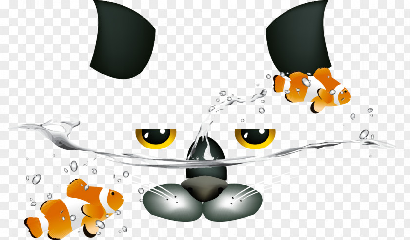 Vector Painted Cats And Goldfish PNG