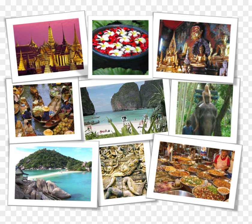 Thailand Tourism Map Nang Yuan Island Photomontage Collage Paper PNG