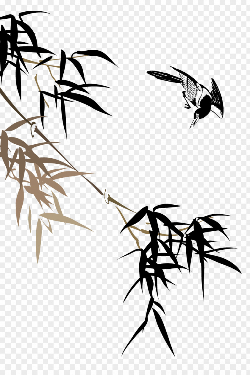 Bamboo Leaves Wall Decal Mural PNG