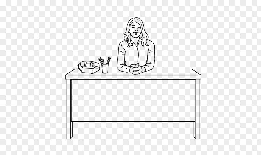 Desk Illustration Table Drawing Line Art Woman PNG