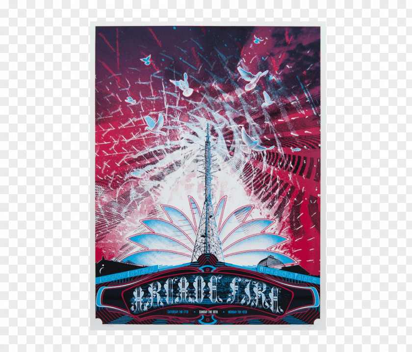 Night Poster Screen Printing Arcade Fire Concert PNG