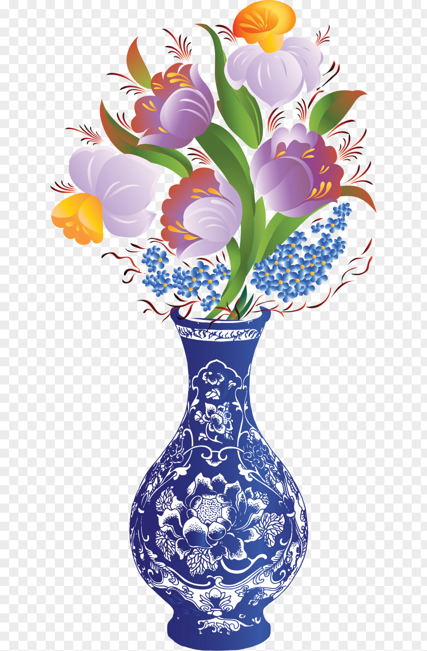 Vase Flower Drawing Color PNG