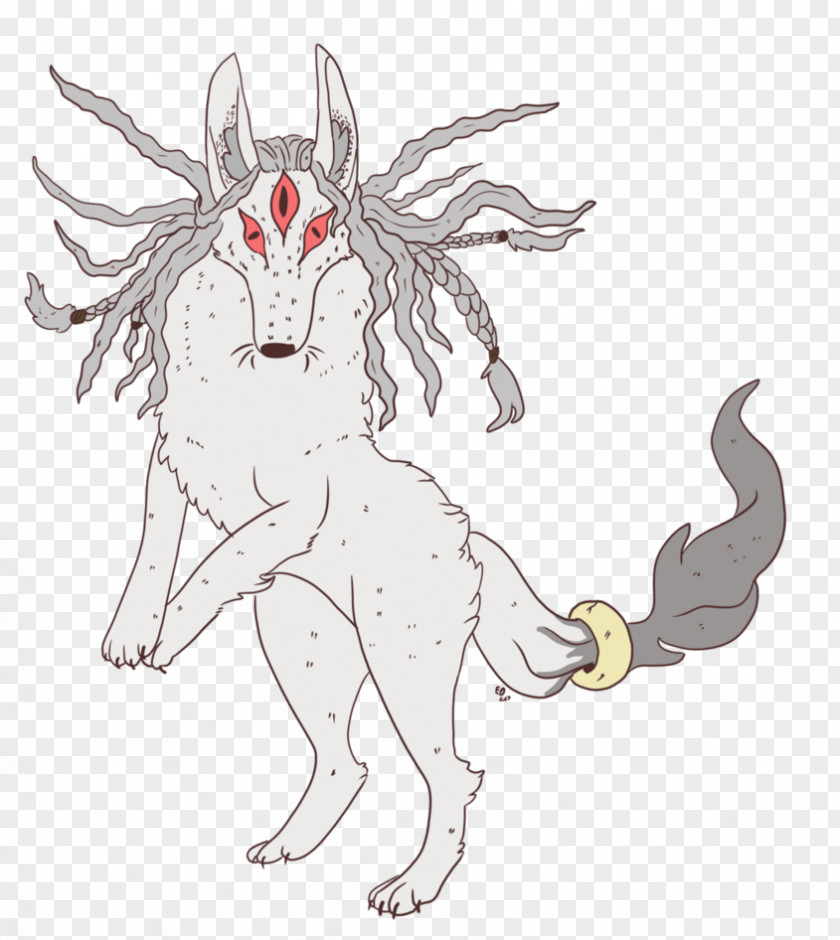 Demon Canidae Dog Line Art Sketch PNG