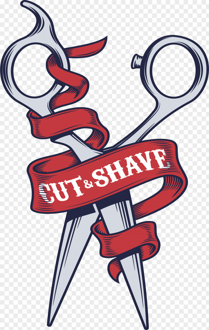 A Pair Of Scissors Wrapped In Red Ribbons Hair-cutting Shears Hairdresser PNG