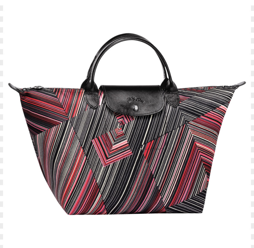Longchamp Pliage Op Art Handbag Movement Red PNG