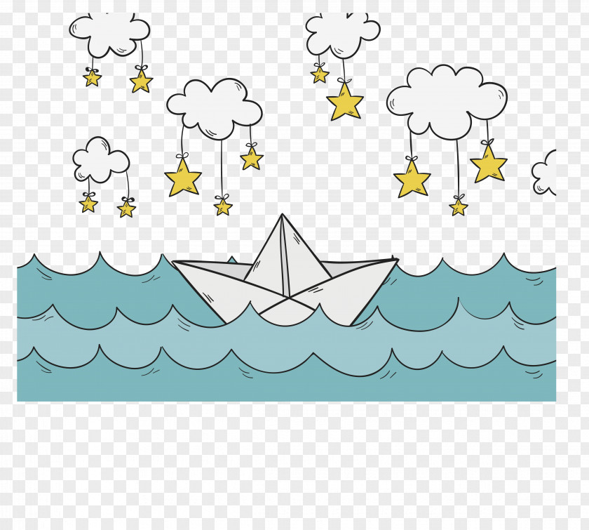 Sea Sailing Paper Boat Illustration PNG
