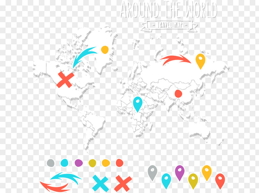 Vector Creative World Map With Arrows South America Drawing Illustration PNG