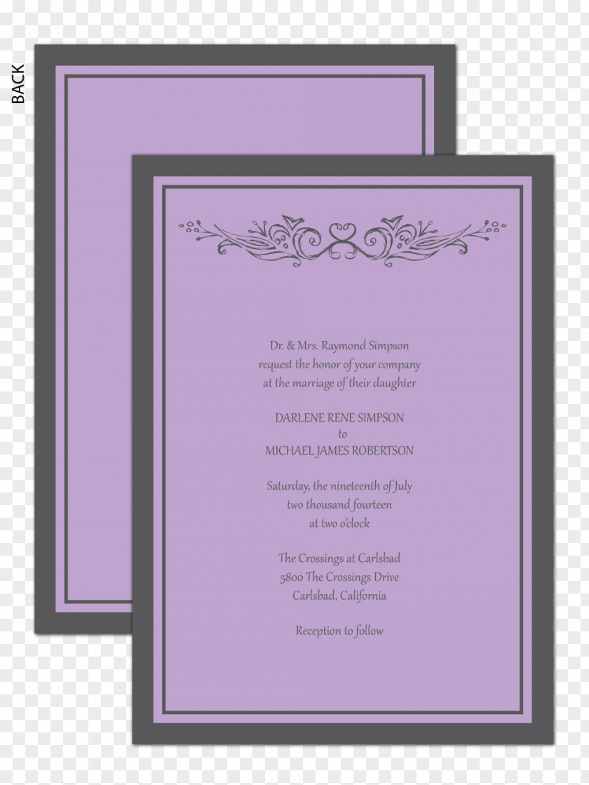 Classic Wedding Invitation Lavender Lilac Violet Purple PNG