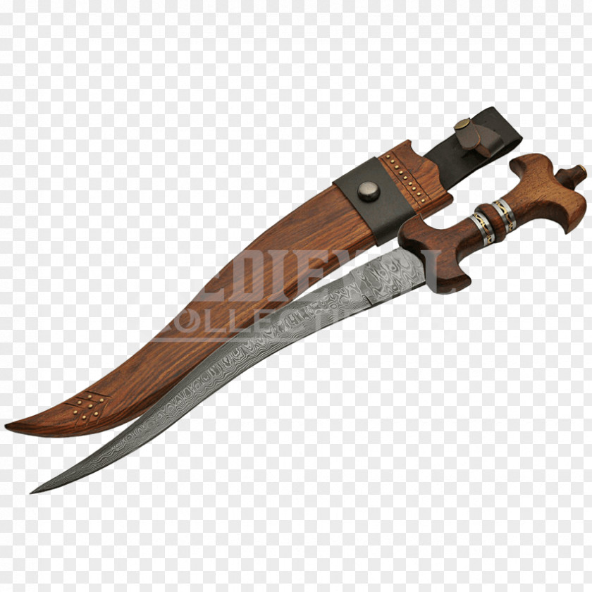 Knife Bowie Damascus Steel Dagger PNG