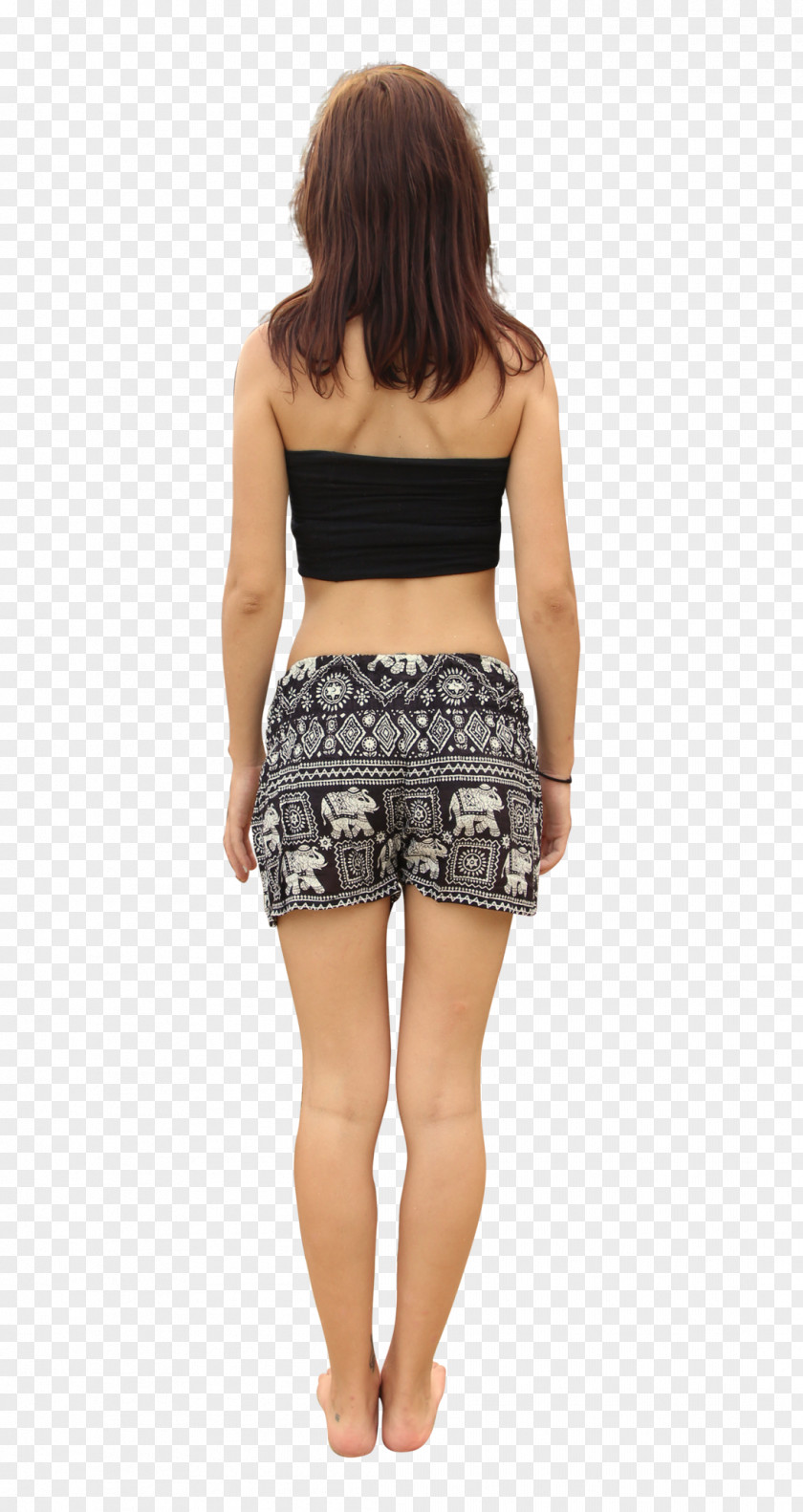 Striped Thai Miniskirt Shoulder Shorts Brown PNG