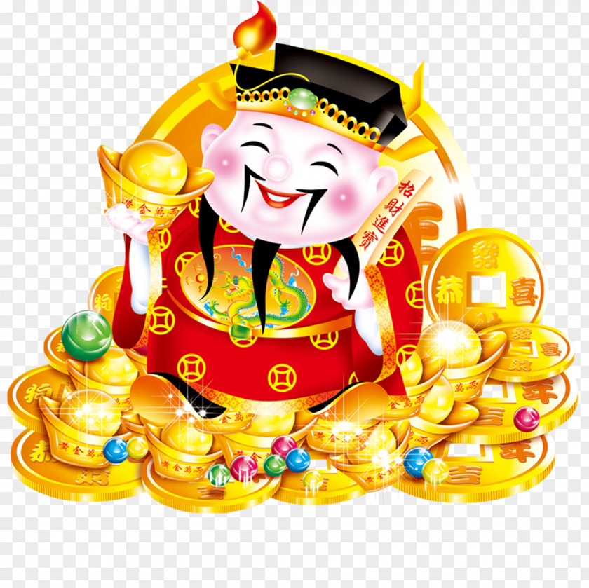 Ingot Wealth God Chinese New Year Red Envelope Caishen PNG