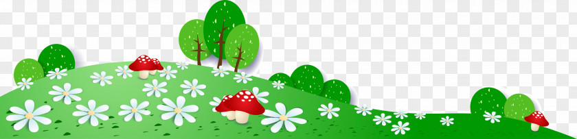 Vector Green Meadow Mushrooms PNG