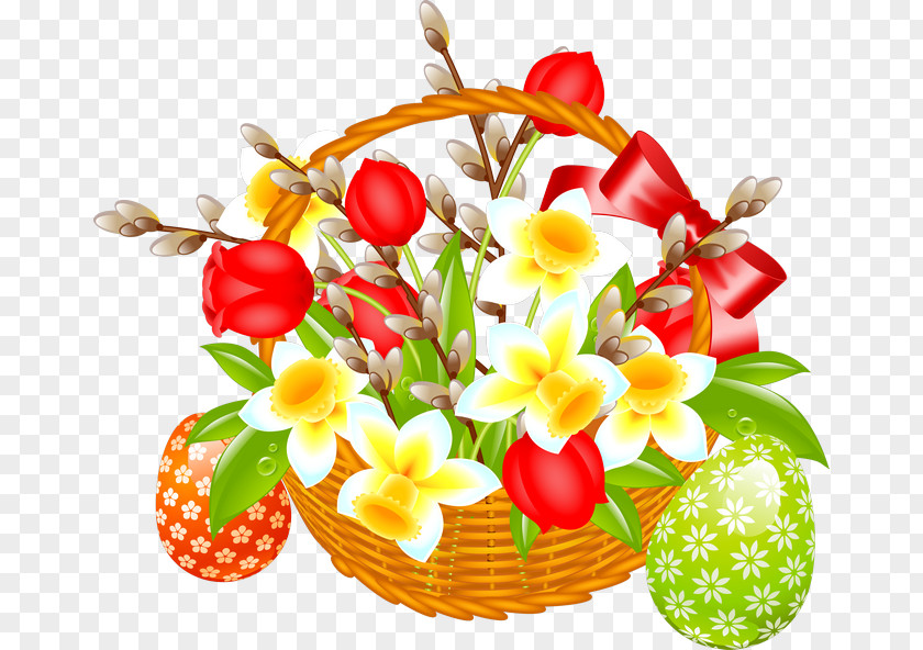 Floral Business Card Easter Bunny Egg Basket PNG