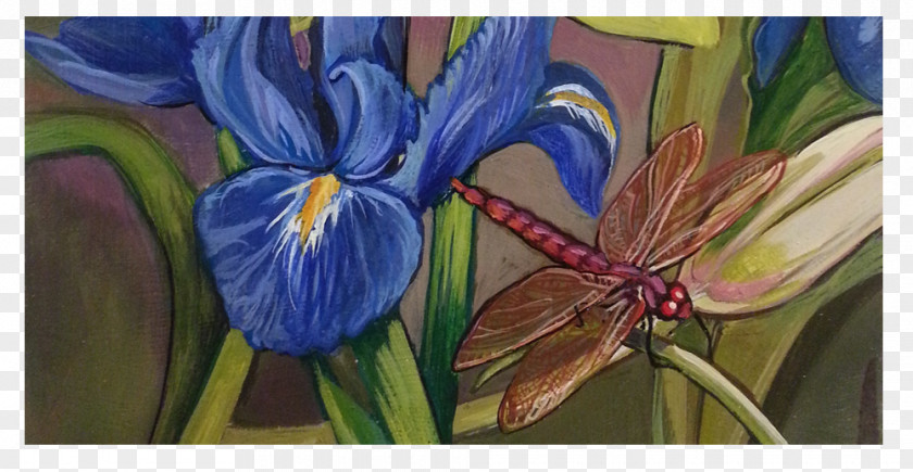 Dragon Fly Flower Watercolor Painting Art Petal PNG