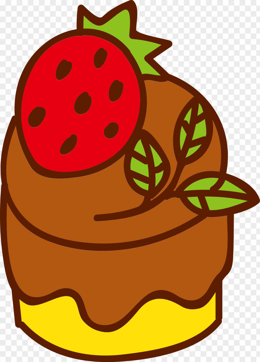 Hand Painted Strawberry Cake Pie Cream Fruit Pudding PNG