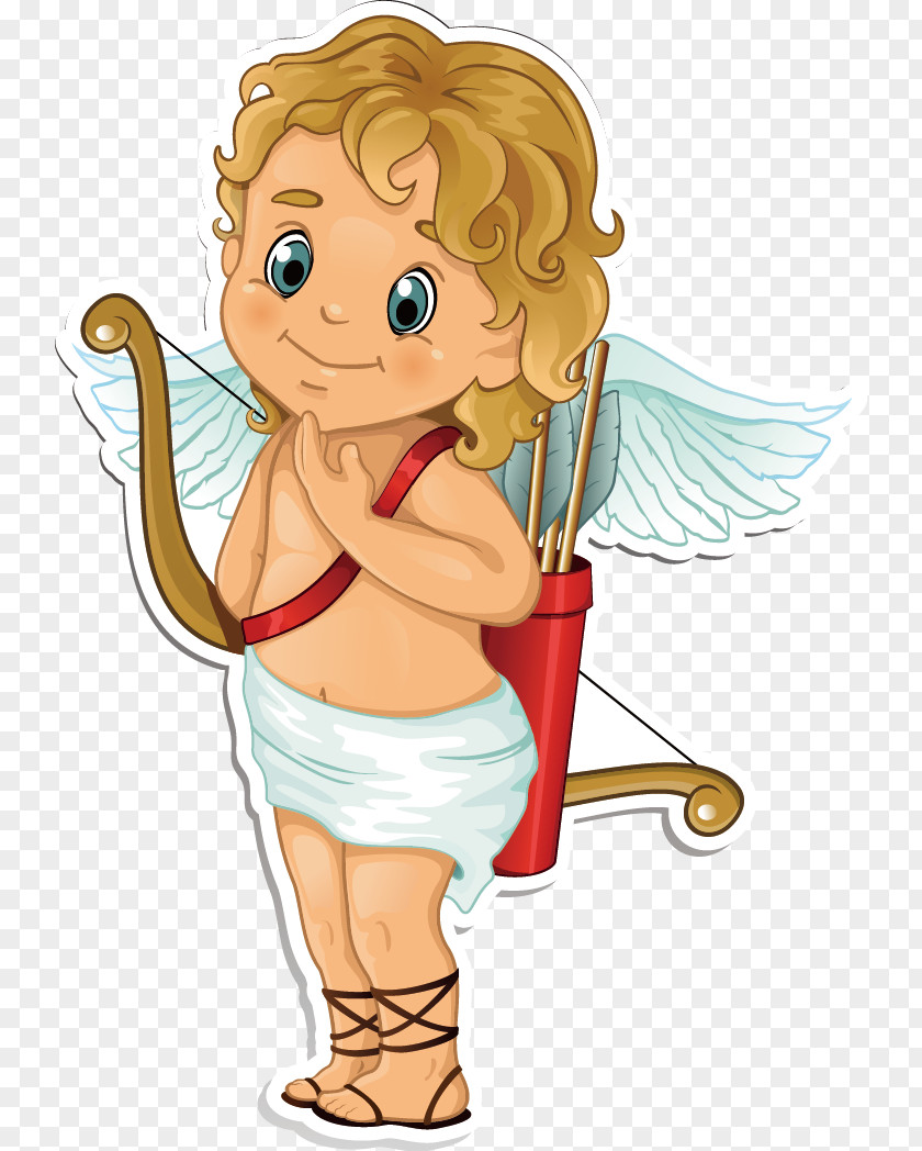 Lovely Angel Cupid Heart Valentines Day Clip Art PNG