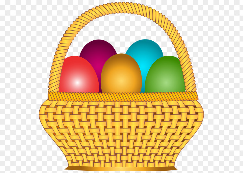 Cartoon Bamboo Basket Easter Bunny Red Egg Clip Art PNG
