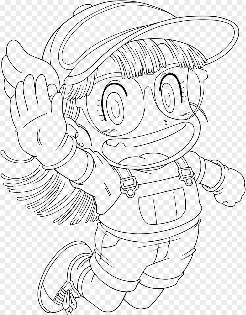 Goku Arale Norimaki Line Art Drawing Dr. Slump PNG