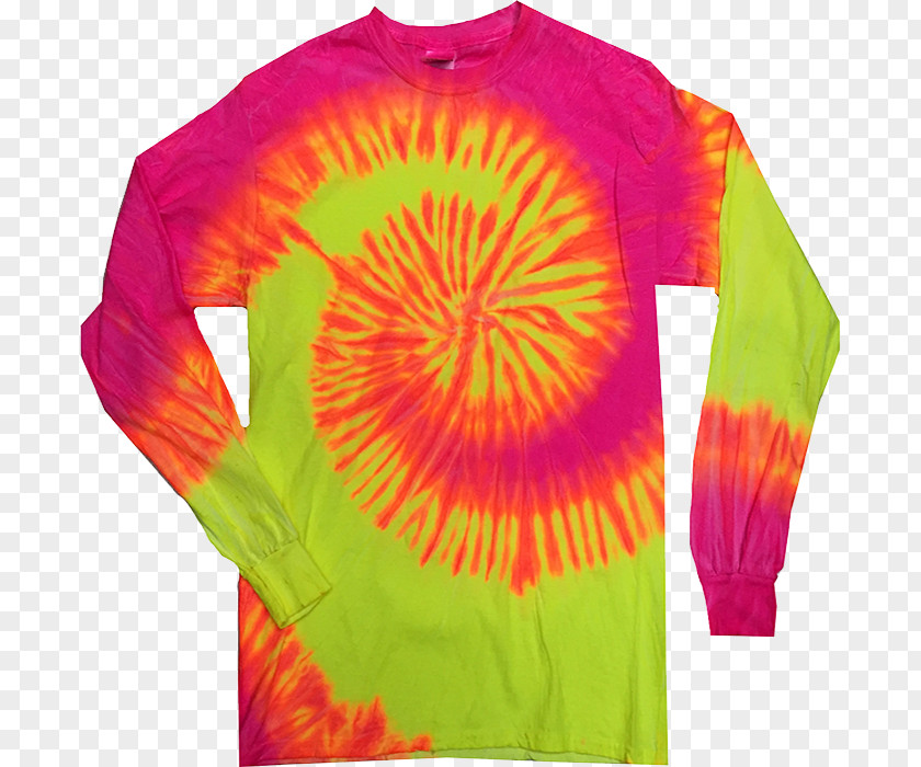 Fluorescent Dye Clothing Long-sleeved T-shirt Tie-dye PNG