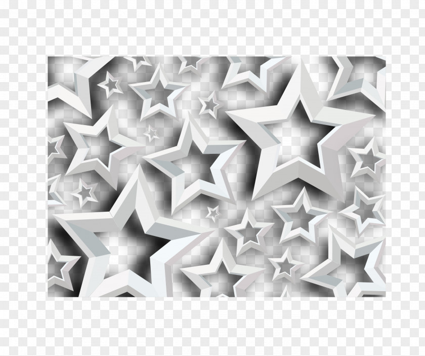 Three-dimensional Vector Star Space PNG