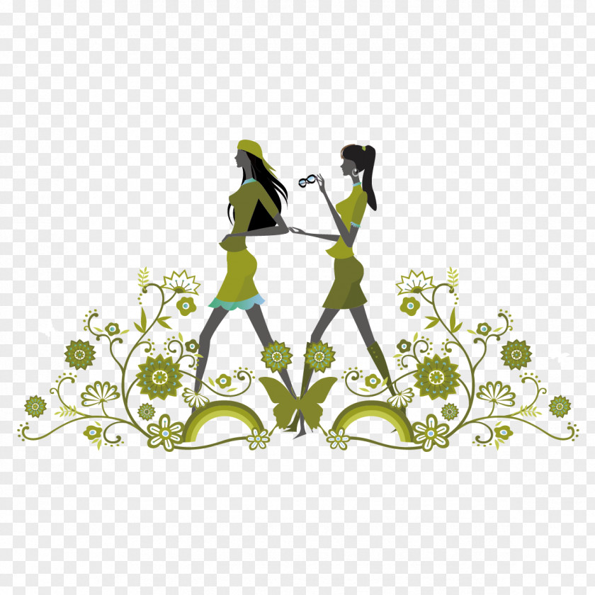 Woman Flower Vine Friendship Download Clip Art PNG