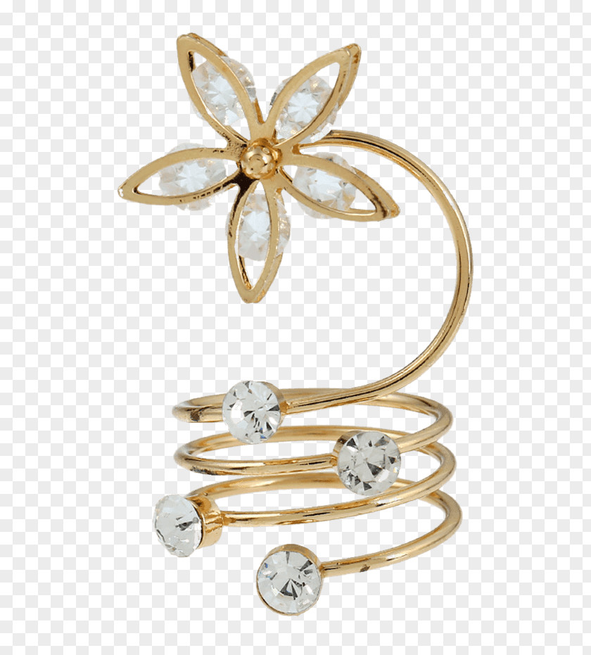 Flower Ring Earring Imitation Gemstones & Rhinestones Silver Engagement PNG