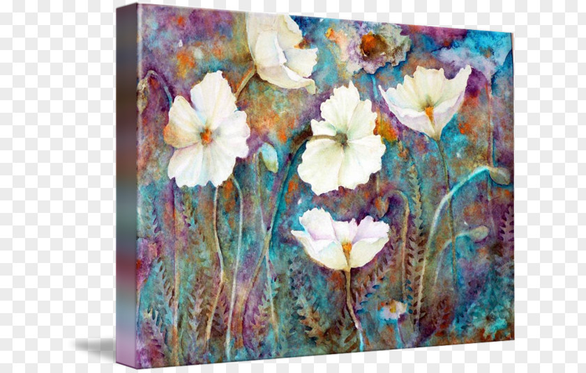 Design Floral Acrylic Paint Gallery Wrap Art Canvas PNG