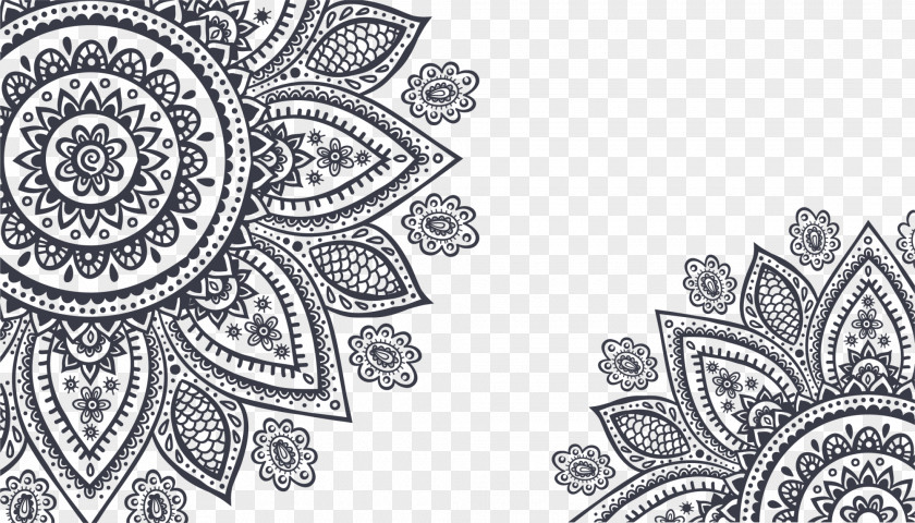 Black Flower Frame Ornament Mehndi Royalty-free Clip Art PNG