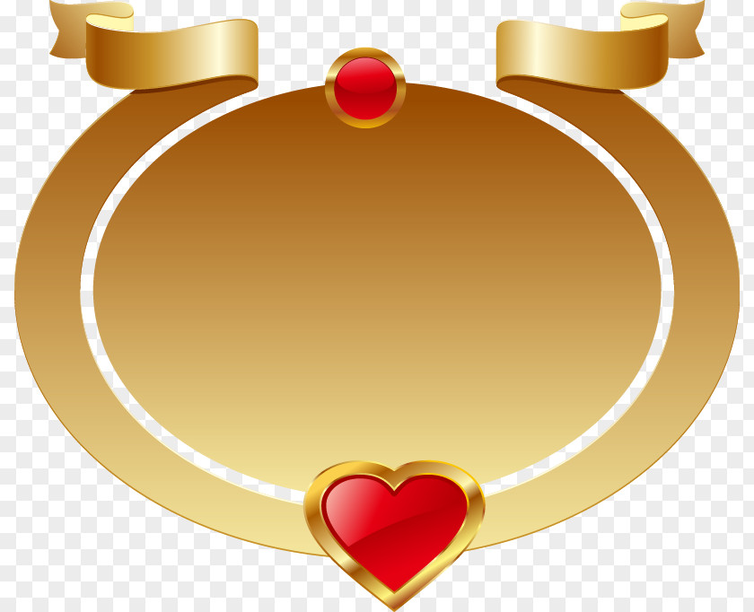 Gold Oval Frame Red Heart-shaped Ribbon Heart Icon PNG