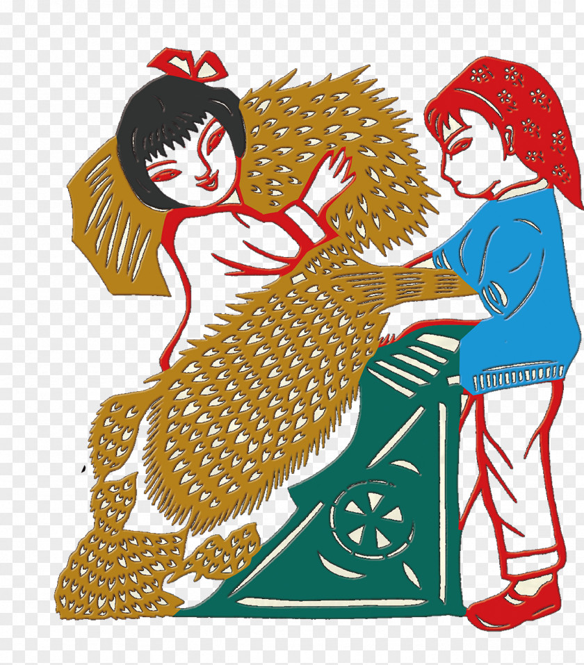 Rural Women Working With Paper-cut Illustrations The Core Ideology Of Socialism Democracy Illustration PNG