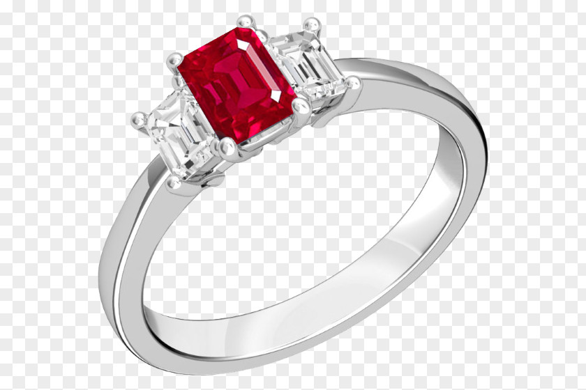 Gold Diamond Ring Ruby Engagement Wedding PNG
