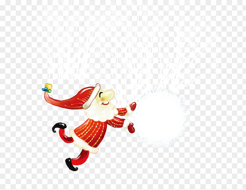 Santa Pushing A Snowball Clauss Reindeer Christmas PNG