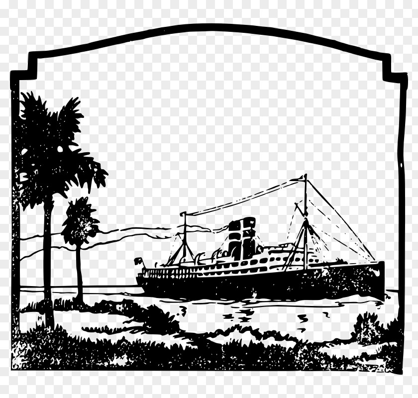 Tropical Vacation Pictures Cruise Ship Line Art Clip PNG