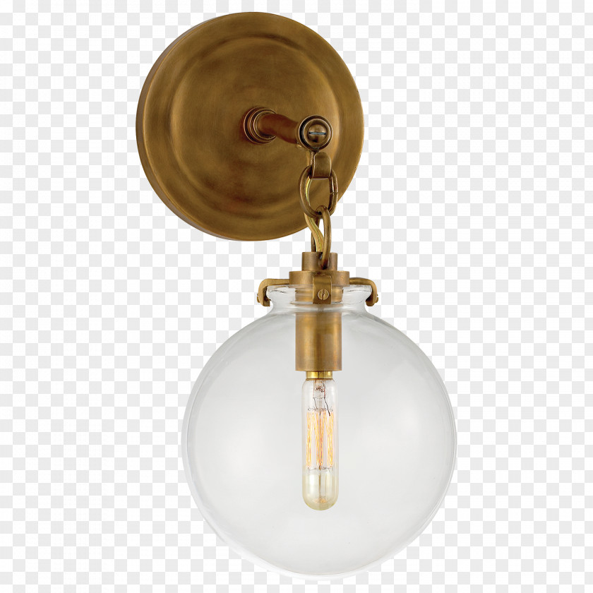 Light Globe Lighting Sconce Glass Brass PNG
