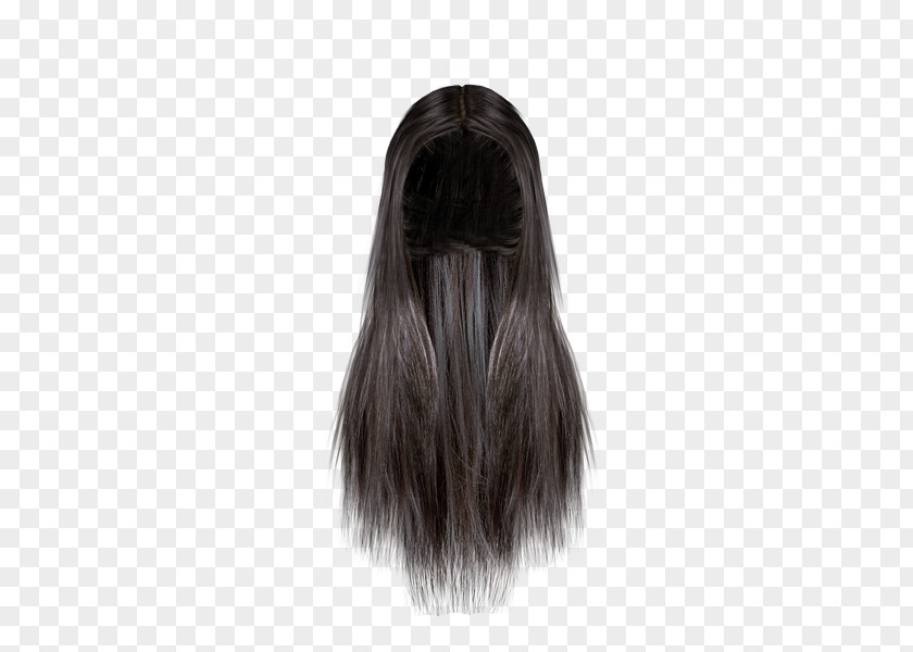 Lucas Wig Black Hair Brown Long PNG