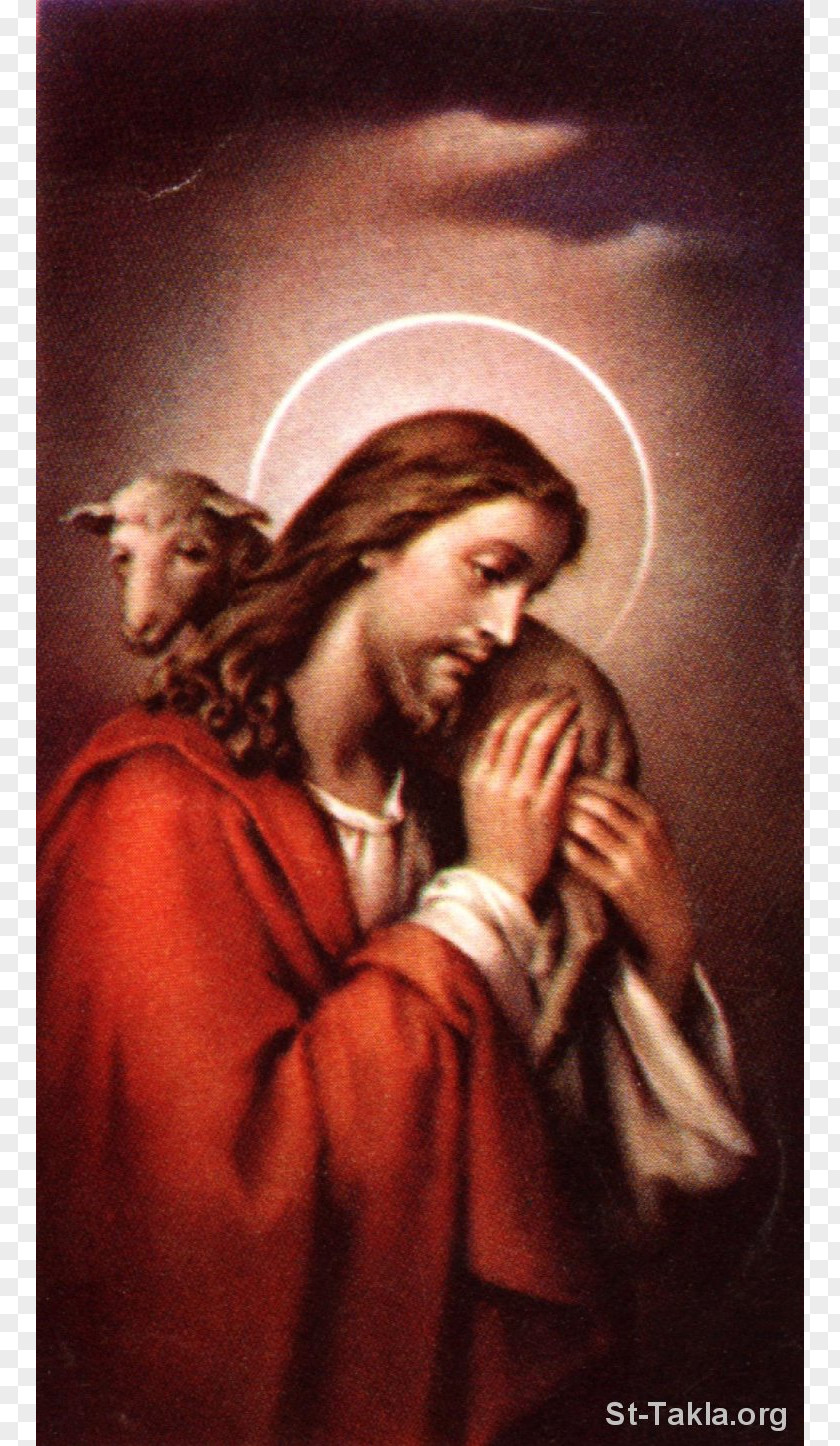 Jesus Christ The Good Shepherd Holy Card PNG