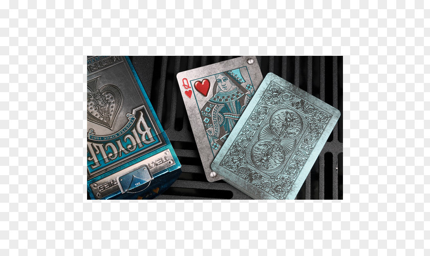 Metallic Card Playing Game Bicycle Blue PNG