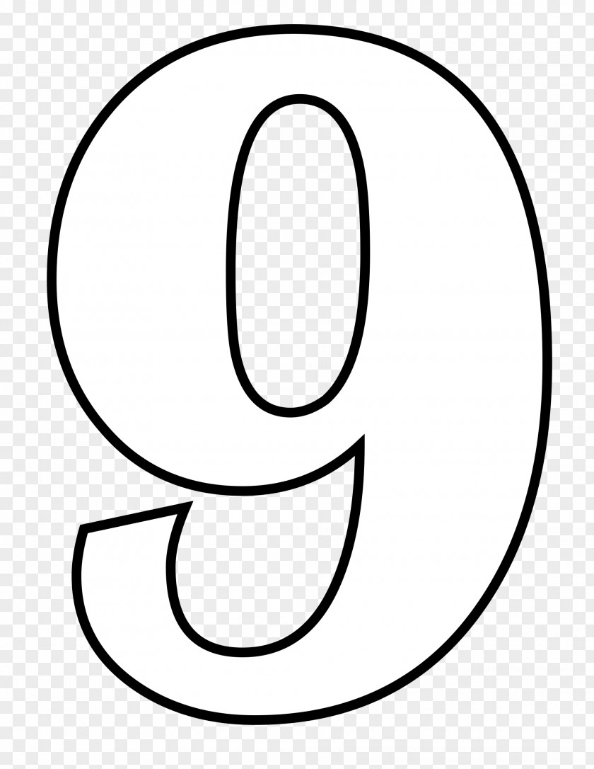 Number 9 Black And White Face Smile Thumb PNG