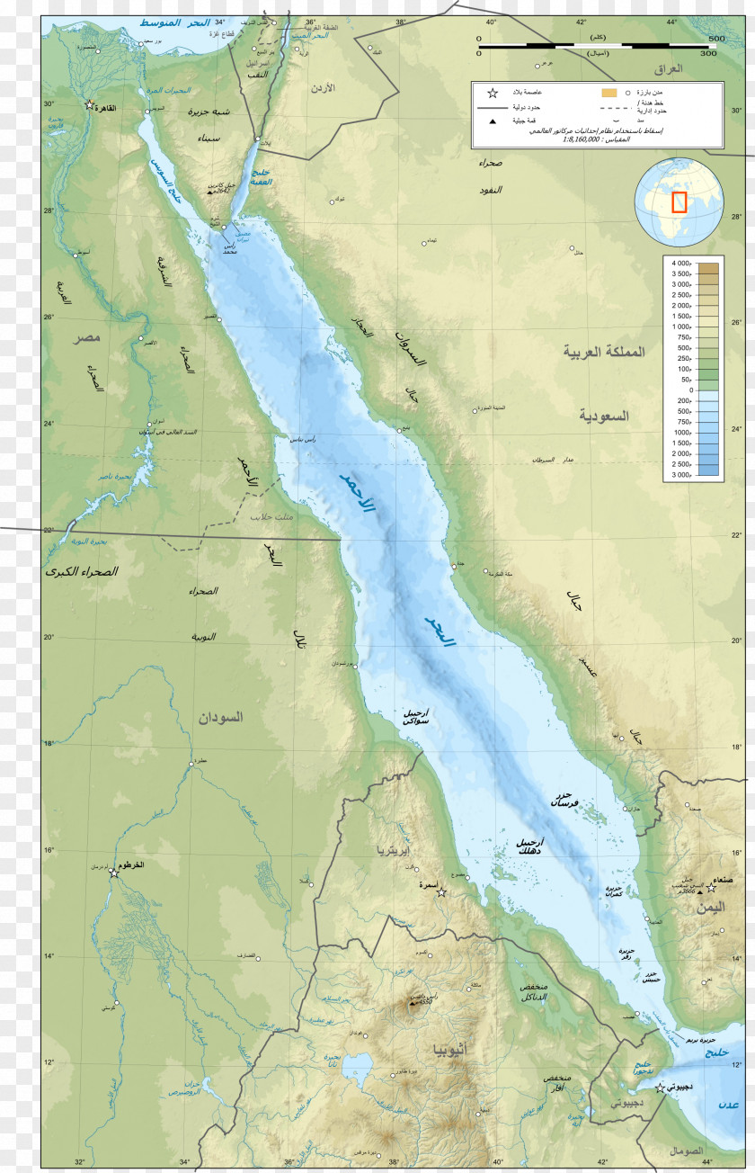 Topo Red Sea Mediterranean Suez Canal Body Of Water Bab-el-Mandeb PNG