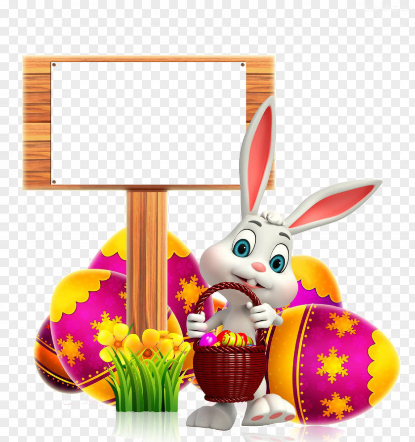 Cartoon Rabbit Color Material Easter Bunny Egg PNG