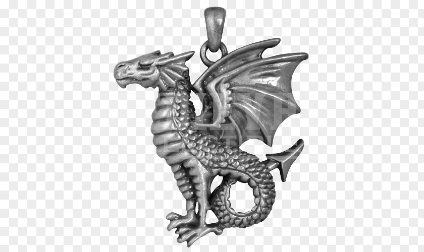 Dragon Pendant Jewellery Necklace Silver PNG